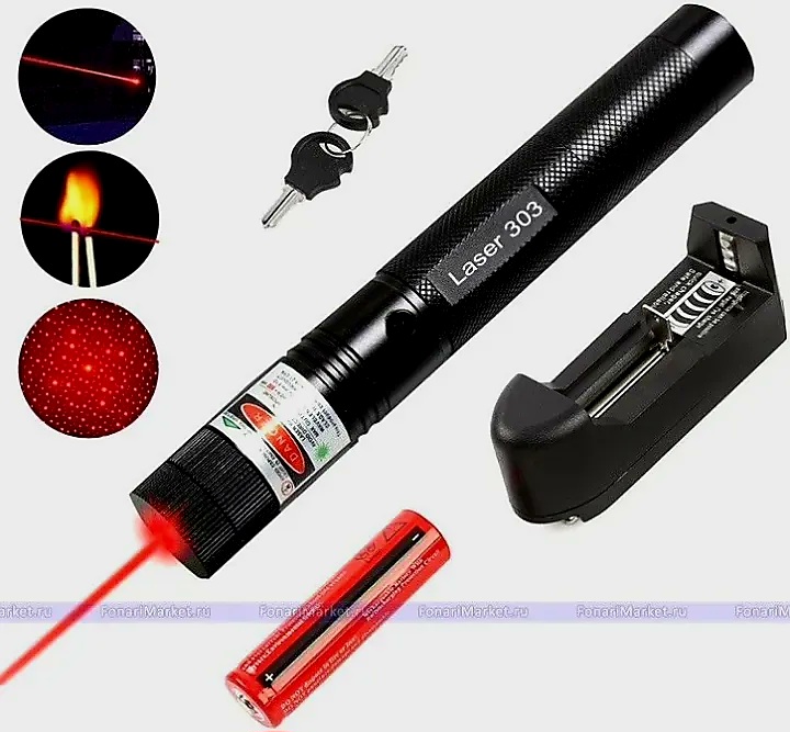 RED LASER LIGHT, Green Laser Pointer With Rechargeable Battery, Charger and Lock Key for teaching, astronomy, pets training, tour guide, classroom and business presentations, outdoor activities, travel, amazement etc.
