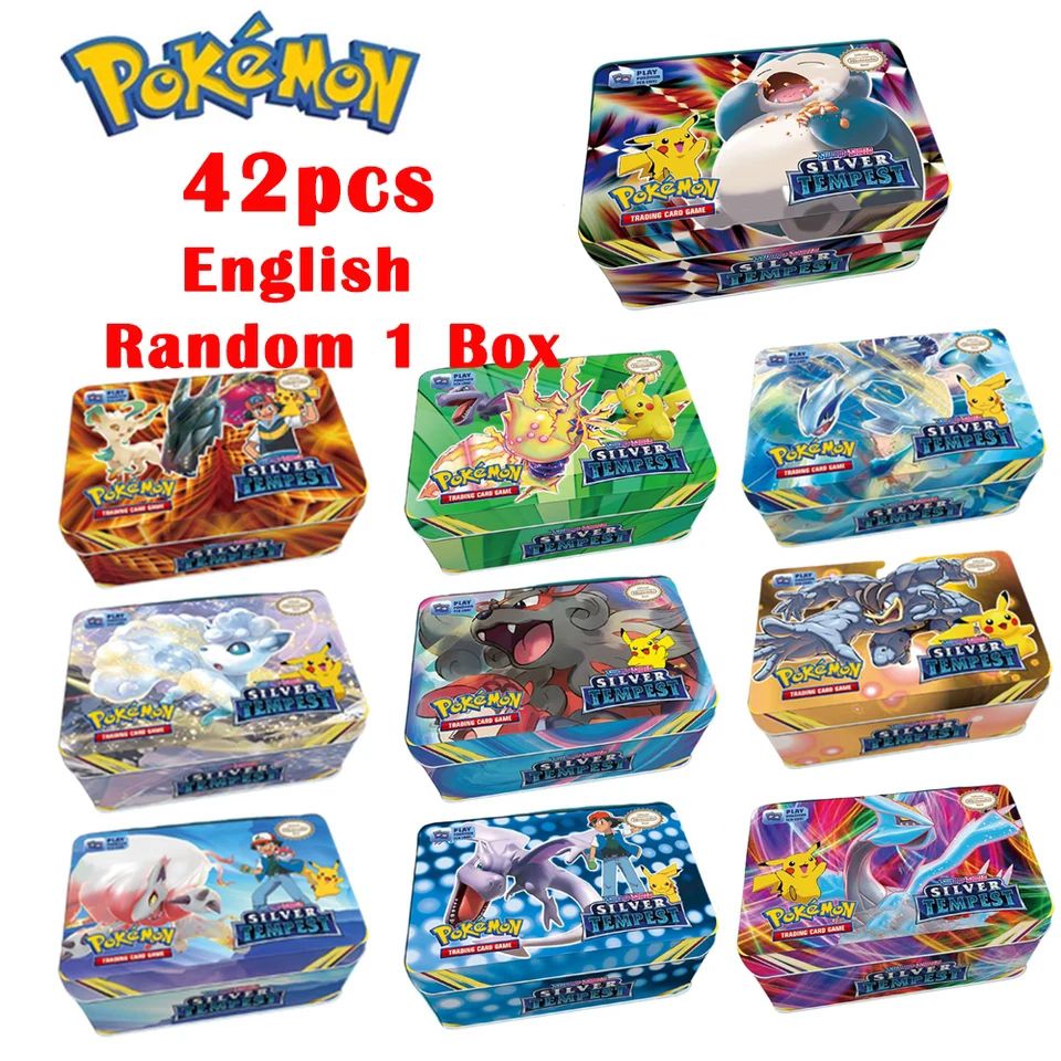 Kids Pokemon Trading Play Card Set With Metal Box Included