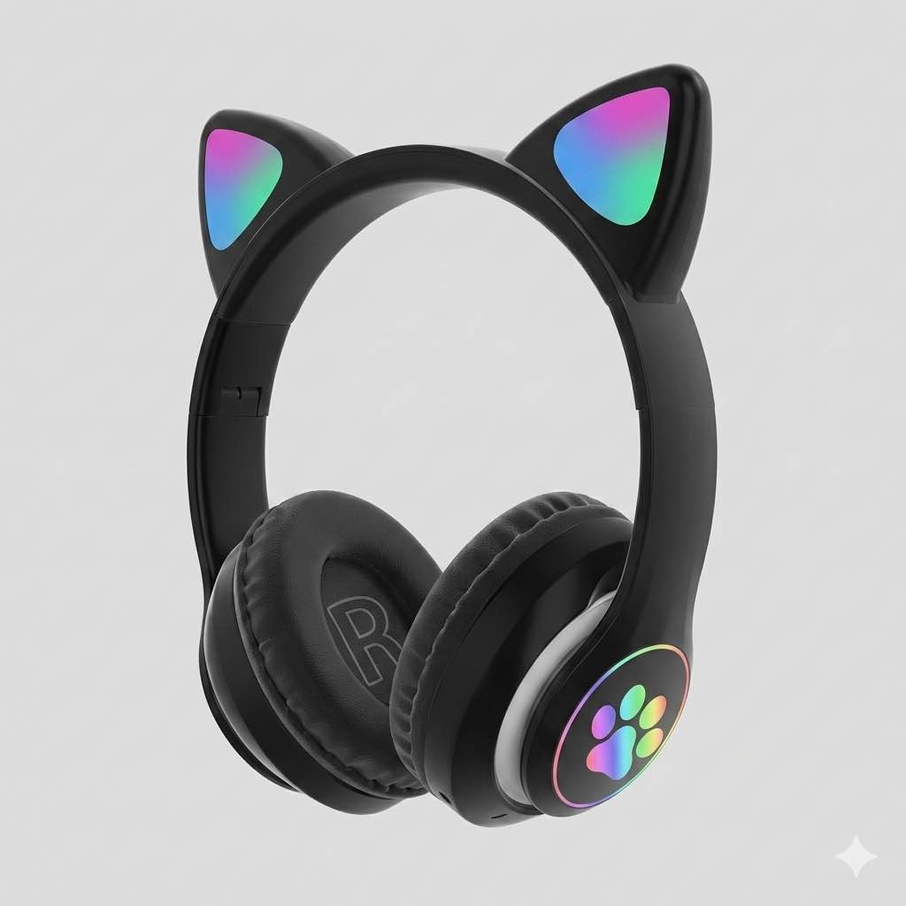 STN-28 Cat Wireless Headphones Bluetooth Over-Ear Headset with Cute Cat Ears