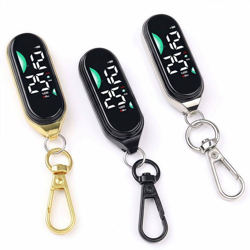 LED Electronic Hanging Watch Portable Waterproof Pocket Watch Digital Display Carabiner Luminous Pocket Watch Kids Adults