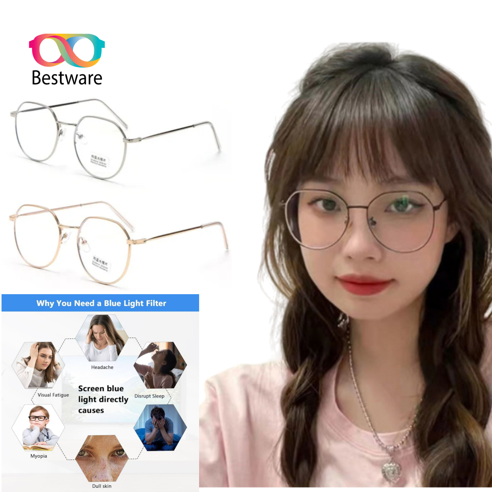 New Metal Fashion Glasses for Women/ Girls . Unisex Metal Glasses