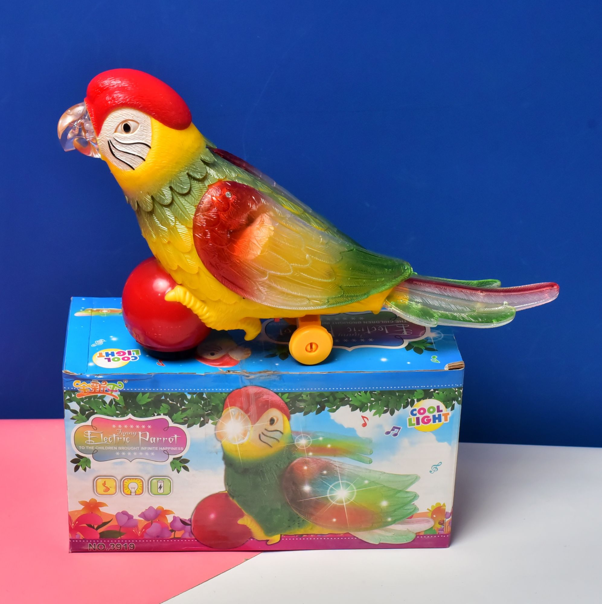 Parrot Model Toy Colorful Lighting and Dynamic Music Original Vocal Battery Operated