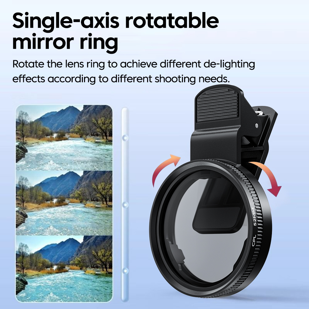 52MM CPL Filter Circular Universal Portable Polarizer Camera Lens Mobile Photography Polarizer No Reflections For Smartphones