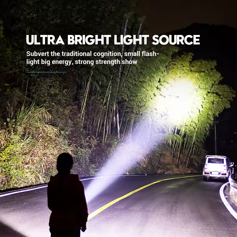 Mini Portable Outdoor Flashlight – Ultra Bright LED Torch Light with Three Eyed Design | Rechargeable Waterproof Camping & Hiking Torch for Emergency, Travel & Home Use