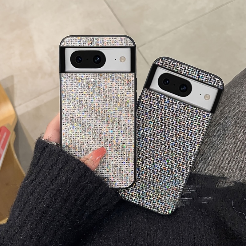 Glitter Grid Pattern Fashion TPU Phone Case for Google Pixel 10 6 7 8 9 11 Pro XL 9A 8A 7A 6A Bling Protective Soft Back Cover