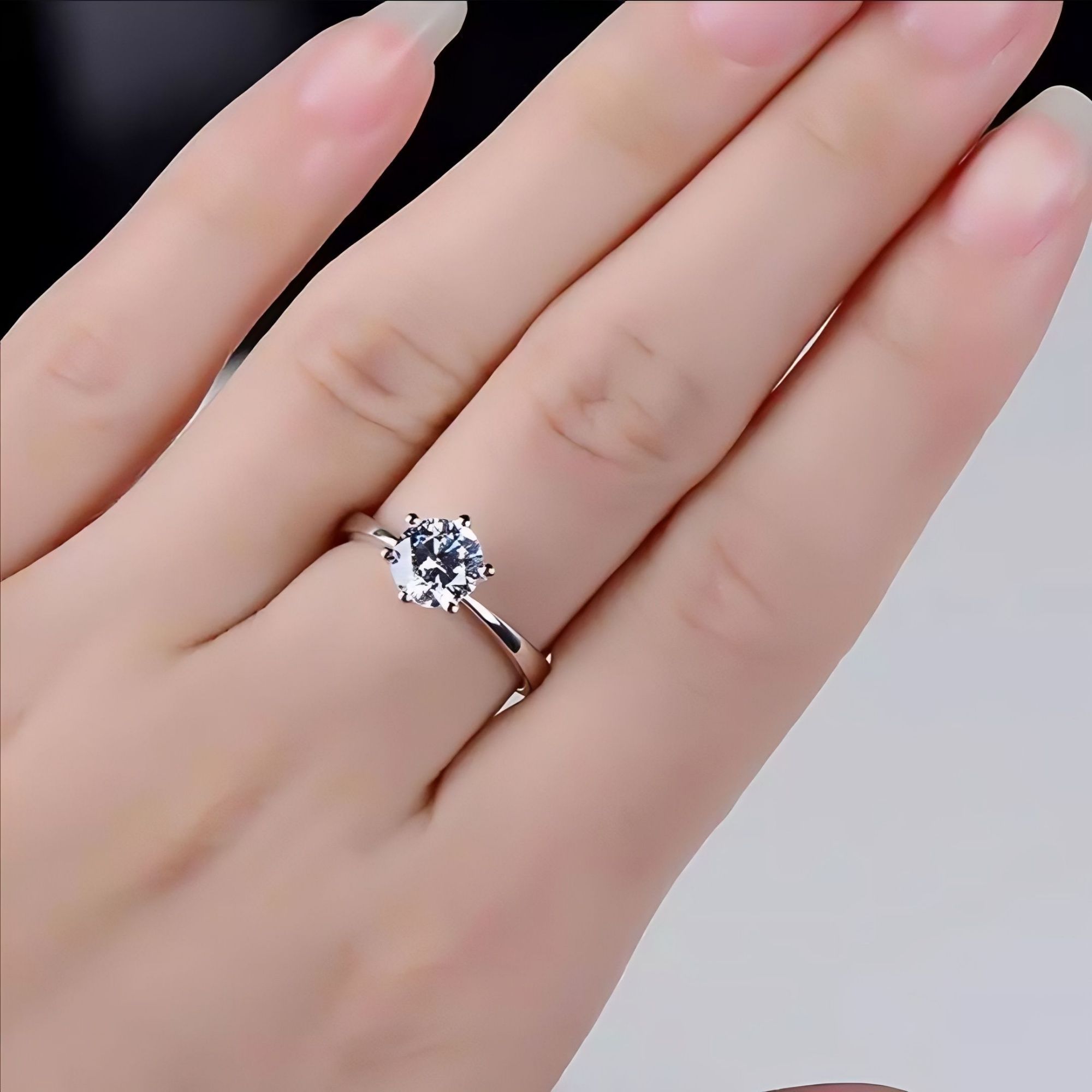 Women's Rings 925 Silver, CT POLISHED Moissanite Solitaire 6 Claws Women's Silver Ring for Engagement/Gift