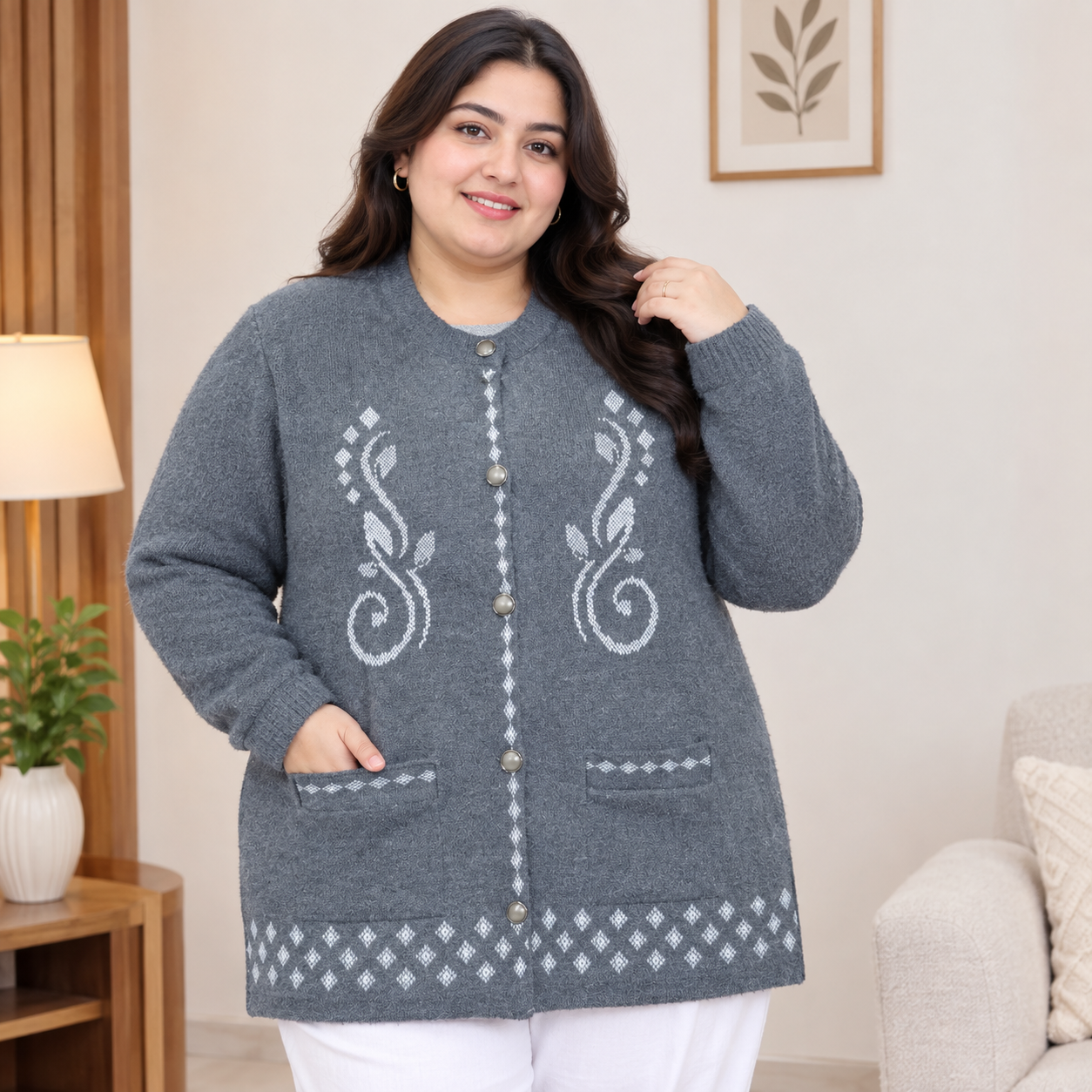 Irani Mother Size Rabbit Wool  Full Sleeve Sweater