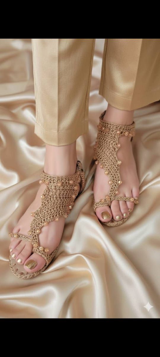 crochet pearls sandals customised