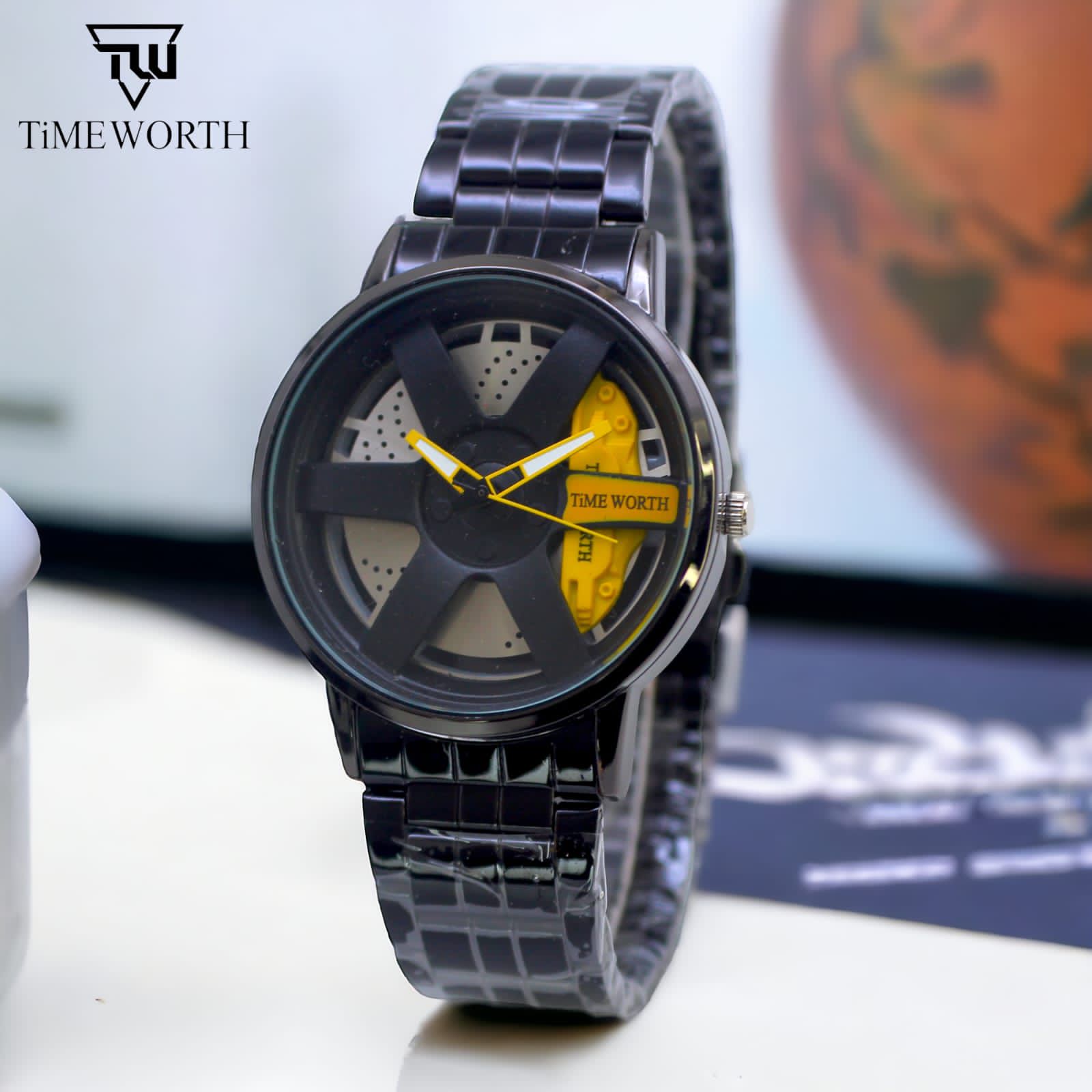 Trending Rim Men Quartz Watch for Waterproof Vacuum Plating Strap with Car Wheel Rim Hub Design Sport Automatic Wrist watch