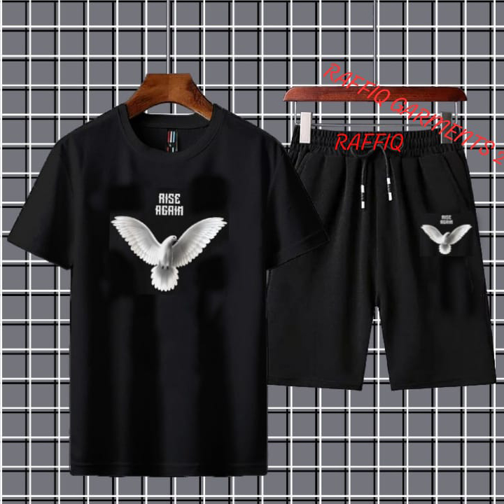 TRENDY RISE AGAIN  PRINTED SUMMER SHORT TRACKSUIT FOR MEN'S & BOYS - SOFT COMFORTABLE AND BREATHABLE FABRIC SUMMER T SHIRT AND SHORTS TRACKSUIT