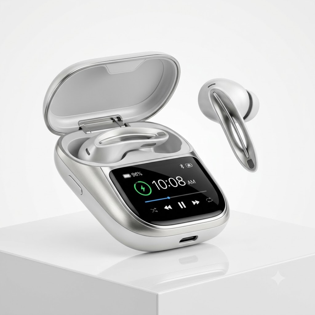 Sports Bluetooth Earbuds with Noise Cancelling, Long Battery TWS Earphones with Ring Style Design for Music & Workout