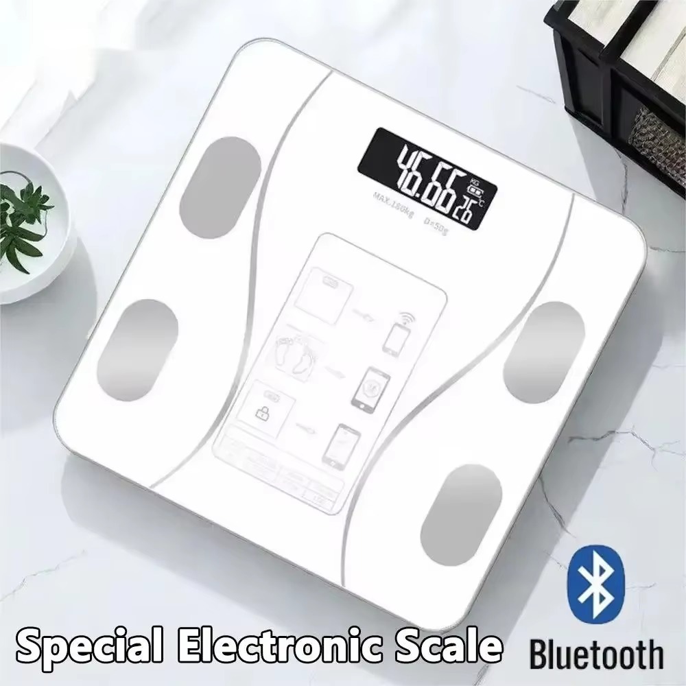Digital Body Weight Scale 180kg – Electronic Weighing Scale with Tempered Glass, Smart Bathroom Scale, Personal Digital Weight Machine, Bluetooth Electronic Weighing machine Body Fat & BMI Scale with App Sync, Household Fitness Weight Scale for Home & Gym