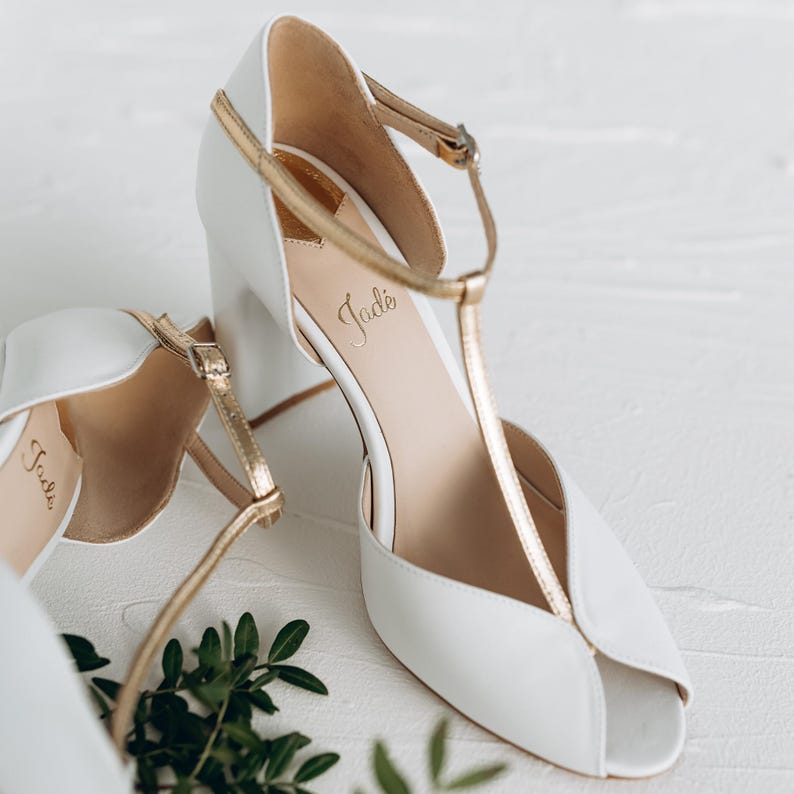 woman heels shoes sandals White Gold T-Strap Heels for Timeless Elegance" Summer collection