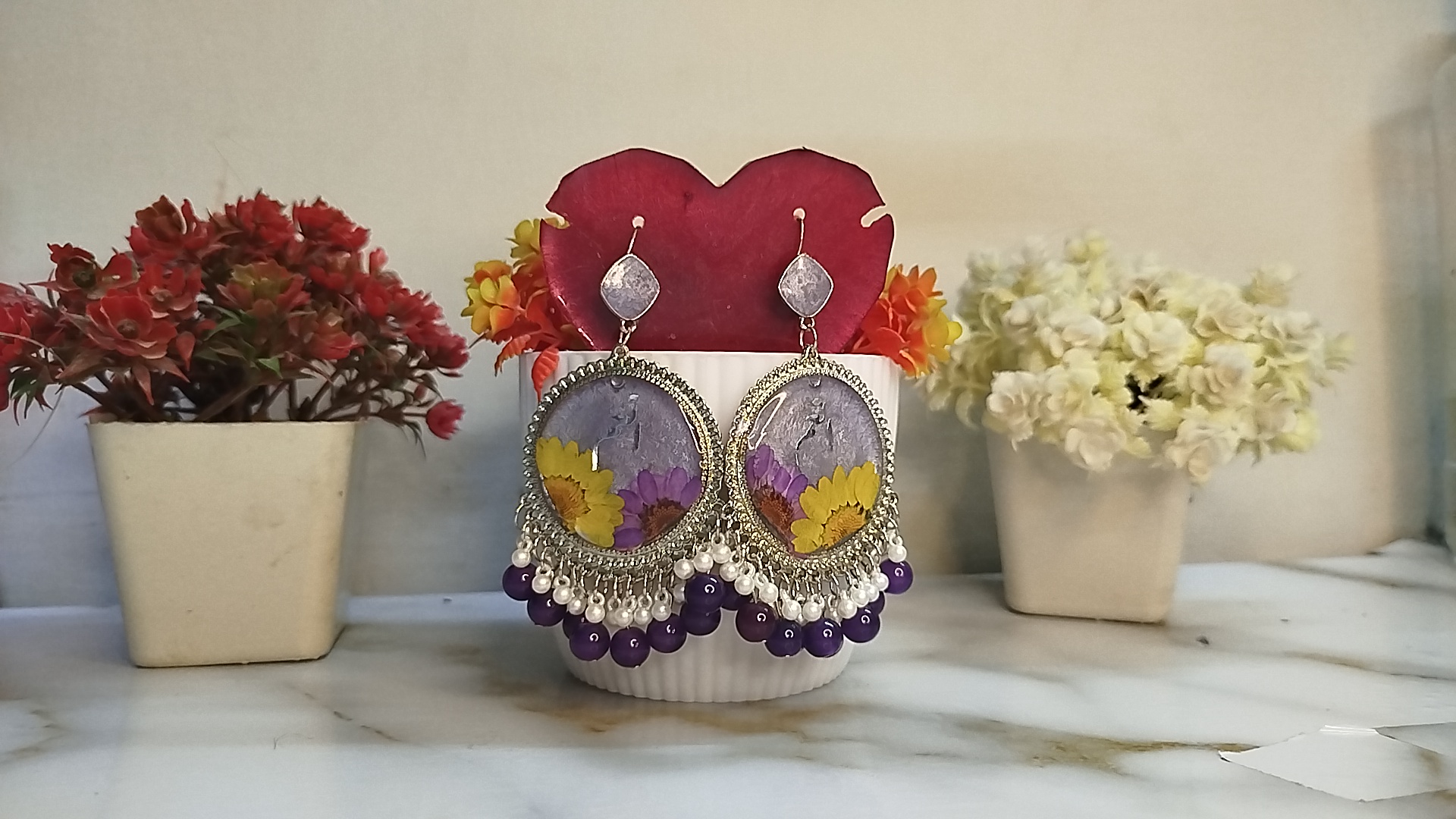 Customized Resin Jhumkas With Name Written On It