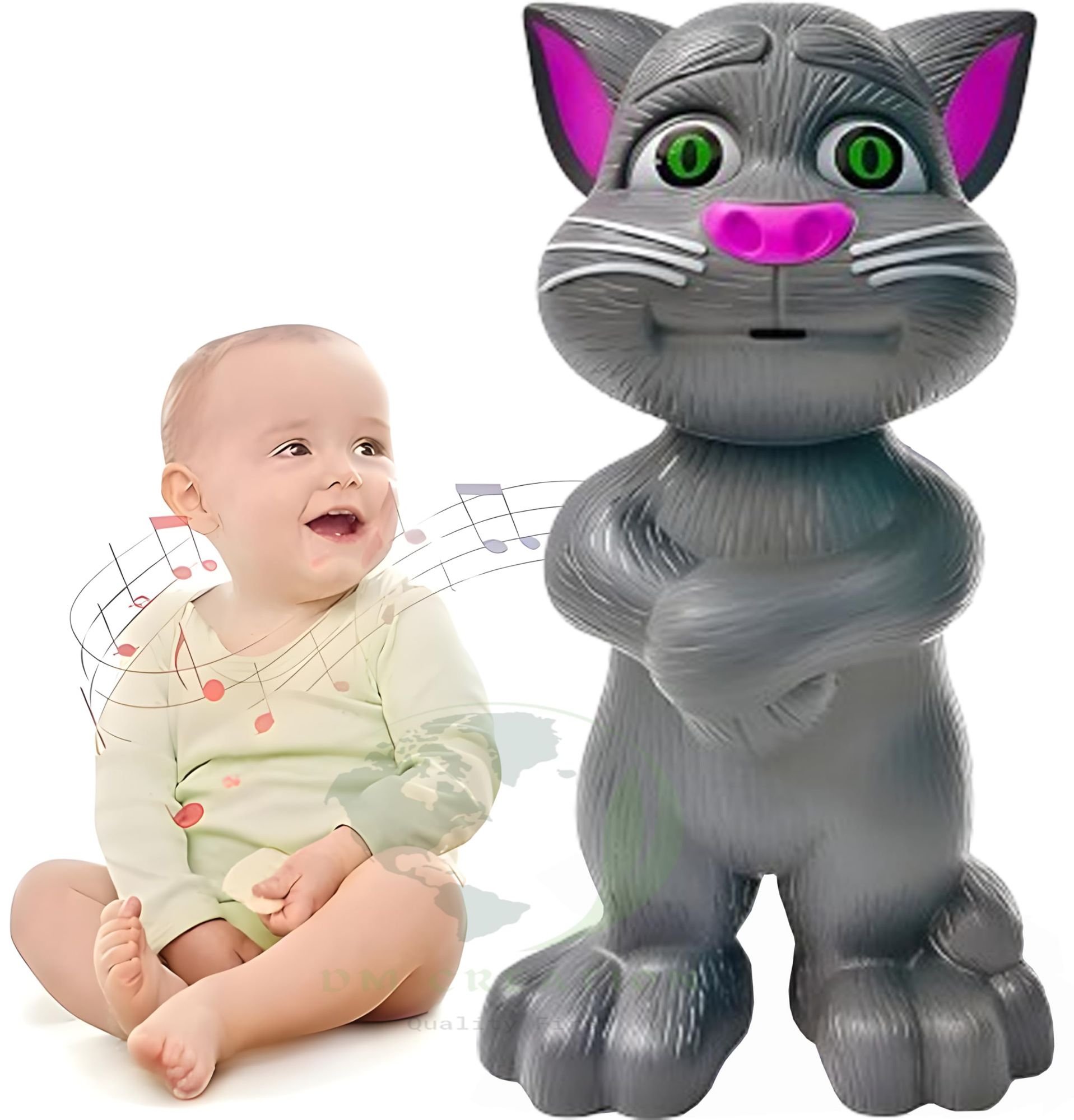Voice Repeating Intelligent Talking Tom Toy for Kids, Electronic Voice Recording Cat Speaking Toys, Educational Learning Tool for Language and Social Skills (White)