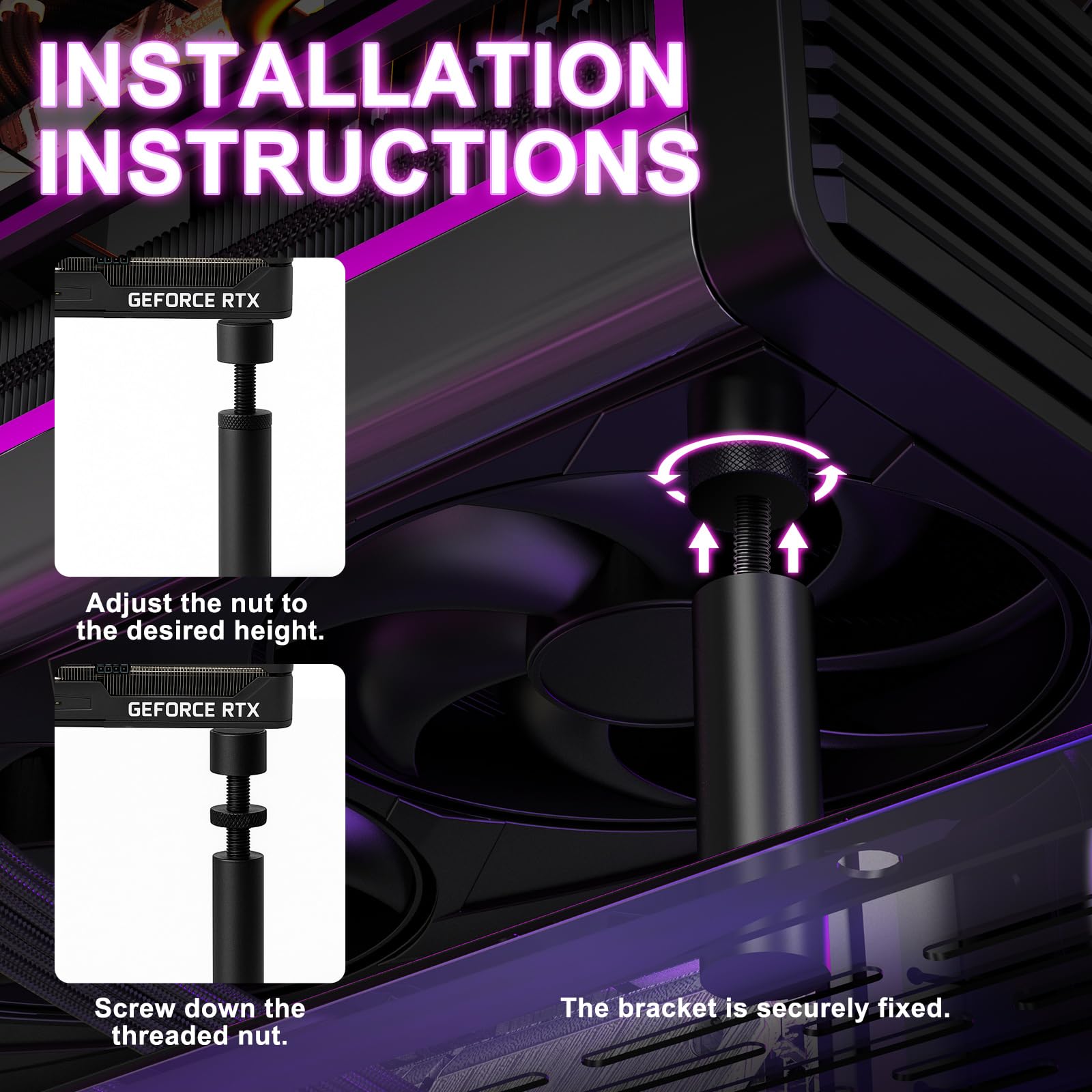 Aluminum Vertical Telescopic GPU Holder Rotating Magnetic Bracket Video Card Support Graphics Card Stand 27-120mm