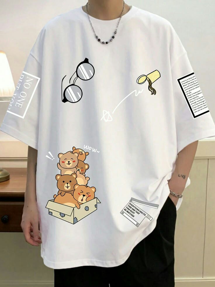 Half sleeve white t shirt for women's washible print