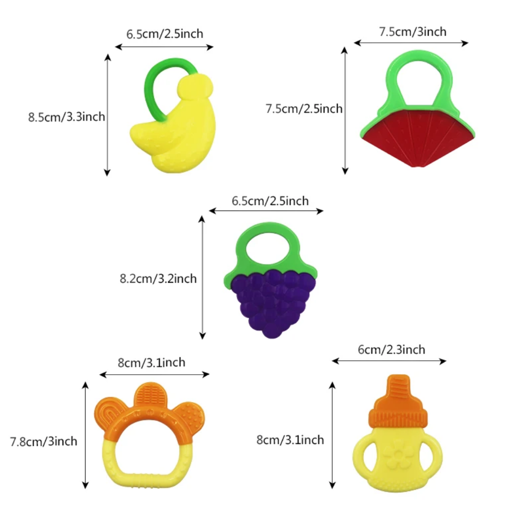 Silicone Baby Teether, Baby Teether Toy, Fruit Shape, Baby Accessories, Baby Silicone Fruit Shape Teether, Fruits Design Teether For Babies And Infants, Very Soft Fruit Shapes Design Baby Teether Silicone