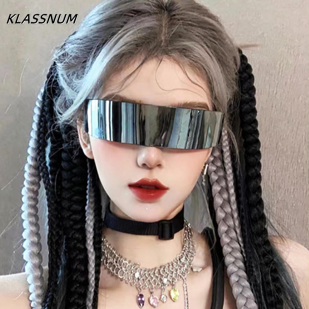 Futuristic Narrow Cyclops Visor Sunglasses Laser Eyeglasses UV400 Personality Mirrored Lens Costume Eyewear Glasses Men Glasses