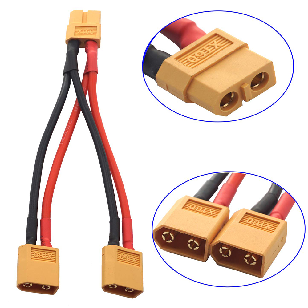 2pcs XT60 Y Splitter 14AWG XT60 Parallel Battery Connector Cable for Quadcopter RC Car