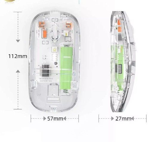 Transparent Wireless + Bluetooth Dual-Mode Rechargeable Mouse