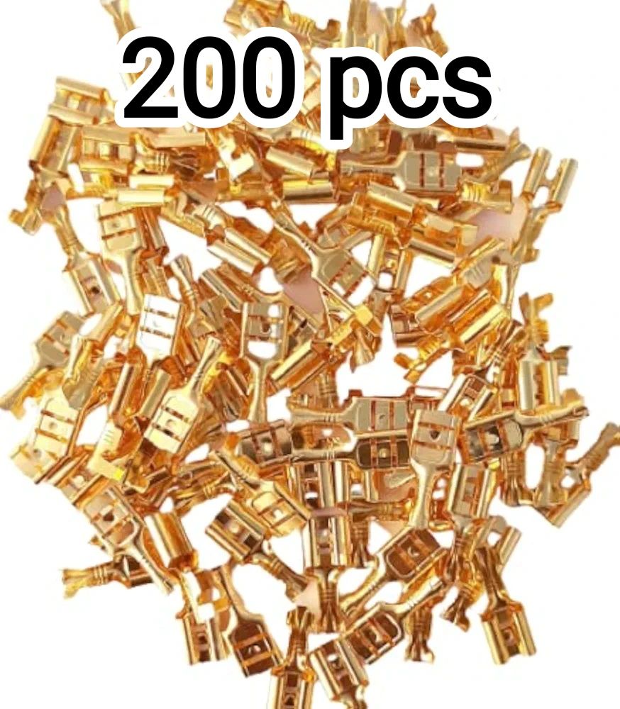 20 , 50 , 100 , 200 pcs 6 mm Electrical (Lex pin) Wire Cable Thimble Lugs Crimp Terminal Female Spade Thimble for Automobiles, Bike, Speaker, RO Water Purifier, Appliances, AC Wire Connector