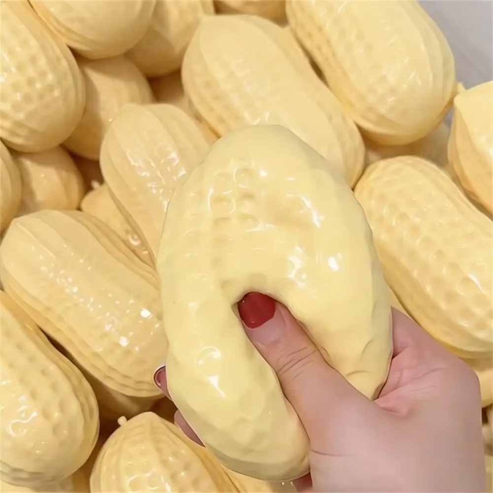 Peanut Stress Ball Crunchy Squeeze Ball Squishy Toy Buttery-Soft Feel Fidget Toy ASMR Sensory Anti Stress Relief Toy for Adults