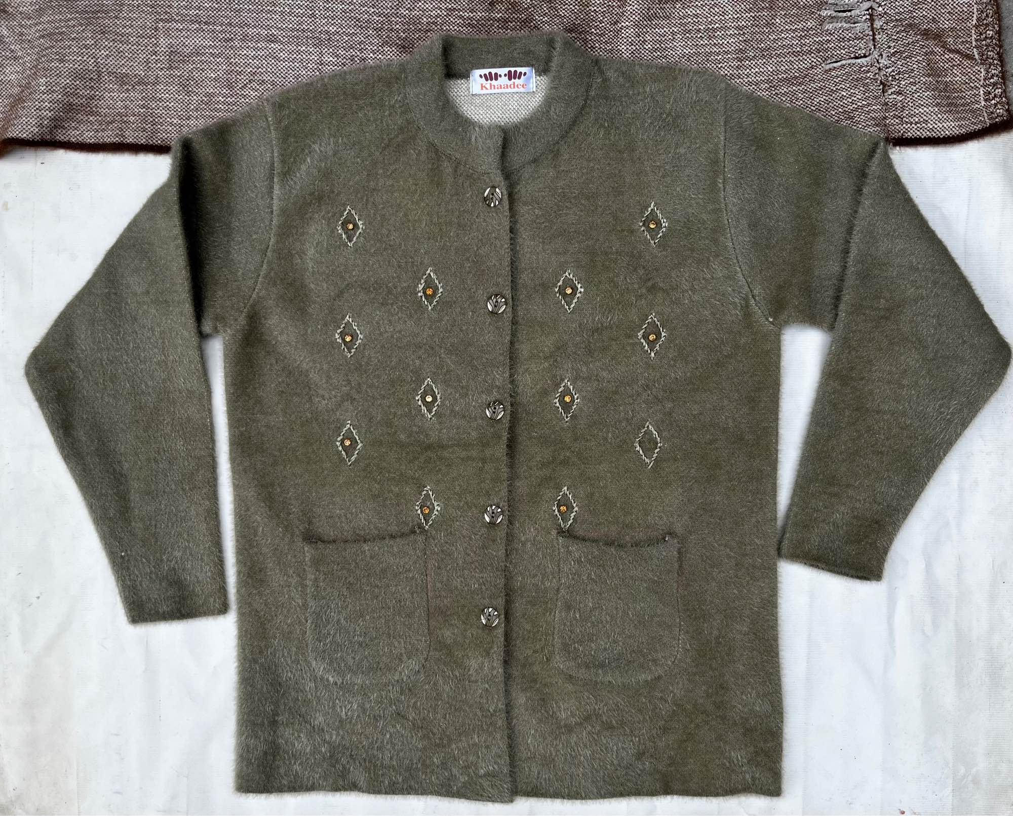 Women's Full Sleeve Wool Cardigan  Embroidered Soft and Warm Sweater
