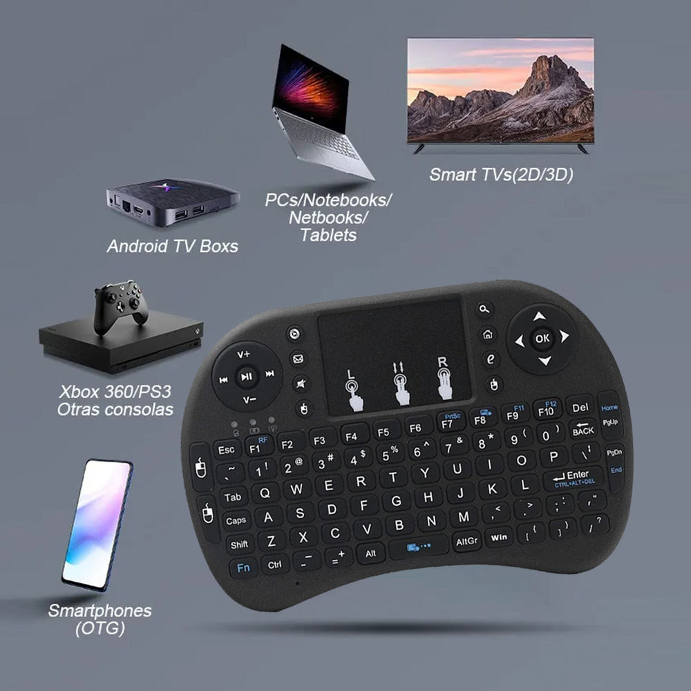 MRSVI I8 2.4G Mini Wireless Keyboard Classic Black Air Mouse Remote Control Touchpad for Android TV Box PC Smart TV