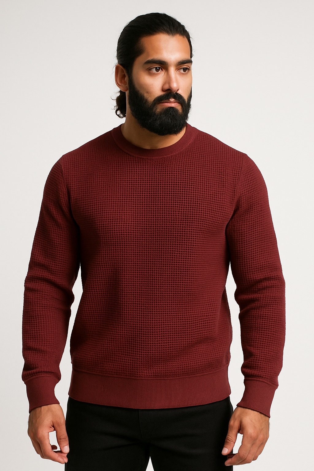The Vintage Clothing Waffle Knit Textured Full Sleeves T-Shirt For Boys And Men - Sweatshirt For Men / Mens Sweatshirt - Knitted Tshirt For Men Tshirts For Men / Tshirts For Boys / Men's Tshirts / Boys Tshirts / Mens Winter Clothes / Winter Clothes For Me