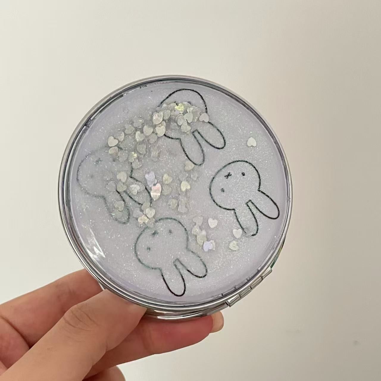 New Miffy Rabbit Mirror High Color Value Cartoon Printing Creative Student Portable Folding Handheld Beauty Double-sided Mirror