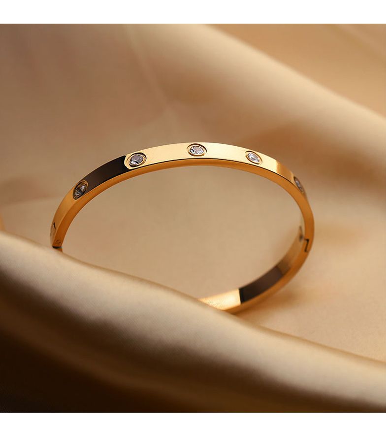 stainless steel  Bangle bracelet  daimond stone for girls and women