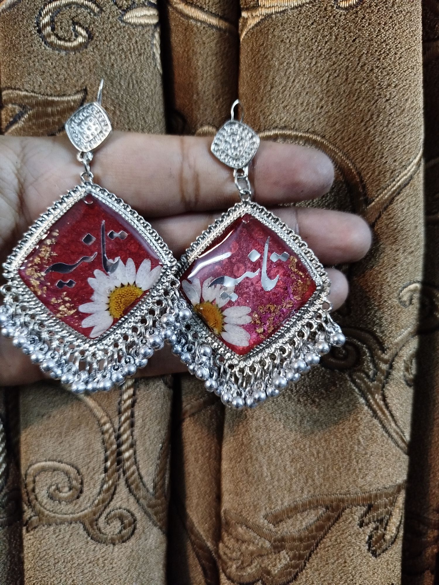 Customized Resin Jhumkas With Name Written On It