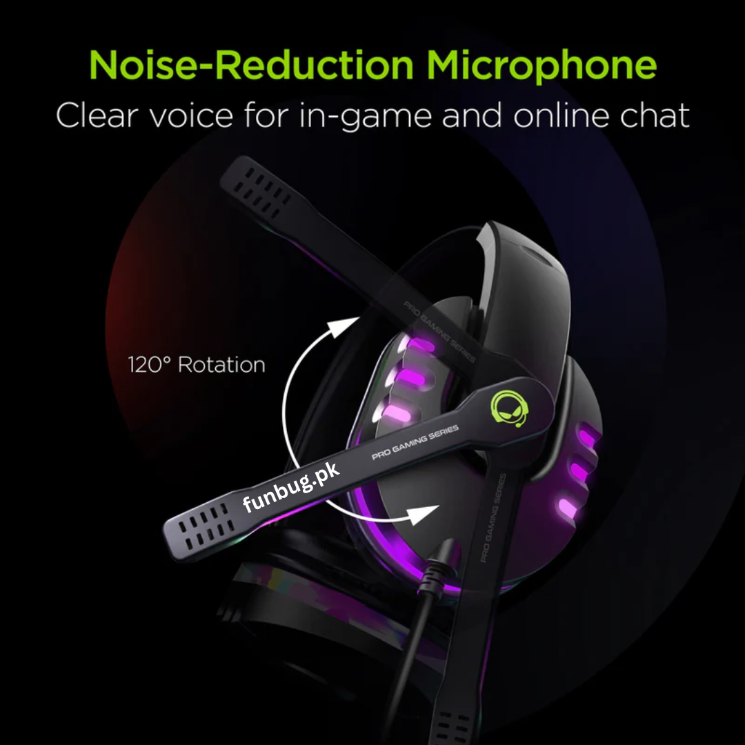GM103 Gaming Headphones - Over-Ear Stereo Sound Rgb Headset with 360Â° Adjustable Noise Reducing Microphone for PC, Laptop, Mobile, PS4, Xbox - 3.5mm Wired Plug - Red & Black - By FunBug