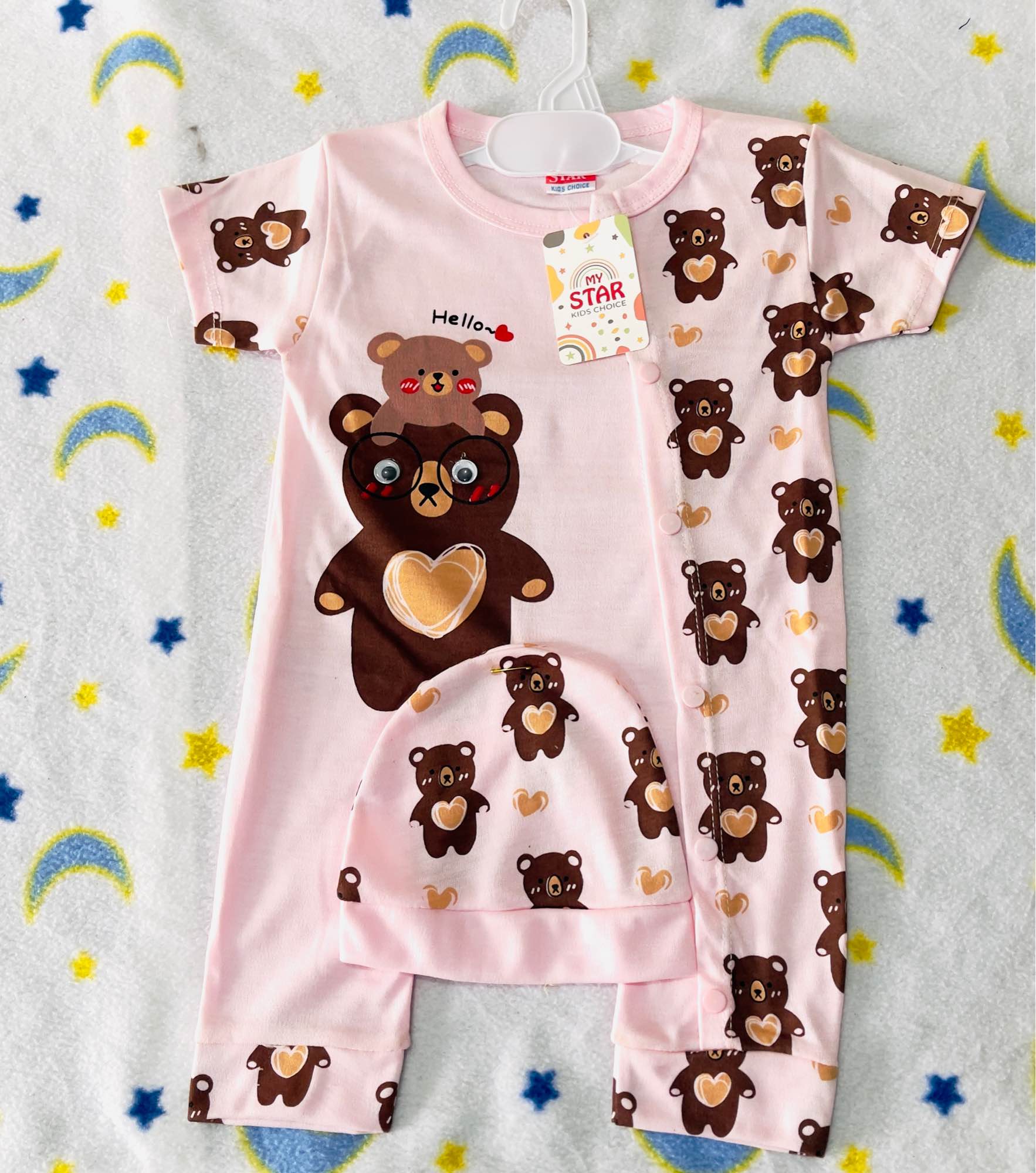 Infant Newborn Baby Baba Romper  Set 2-Piece Romper Cap Size 0-6 Months Stuff Summer Wear Fabric Premium Quality