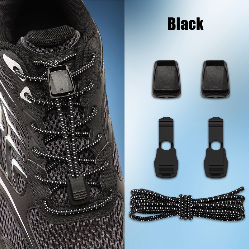 Elastic No Tie Shoelaces with Lock Buckle Stretch Quick Lace System for Sneakers Running Sports Shoes Adults Kids