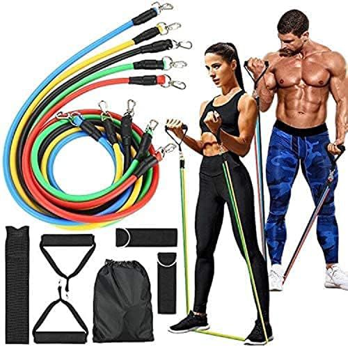 Professional Toning Tube 11pc Resistance Bands Set,Exercise Bands,Workout Bands,Resistance Band with Handles for Men,Weights for Women at Home,Strength Training Equipment for Working Out
