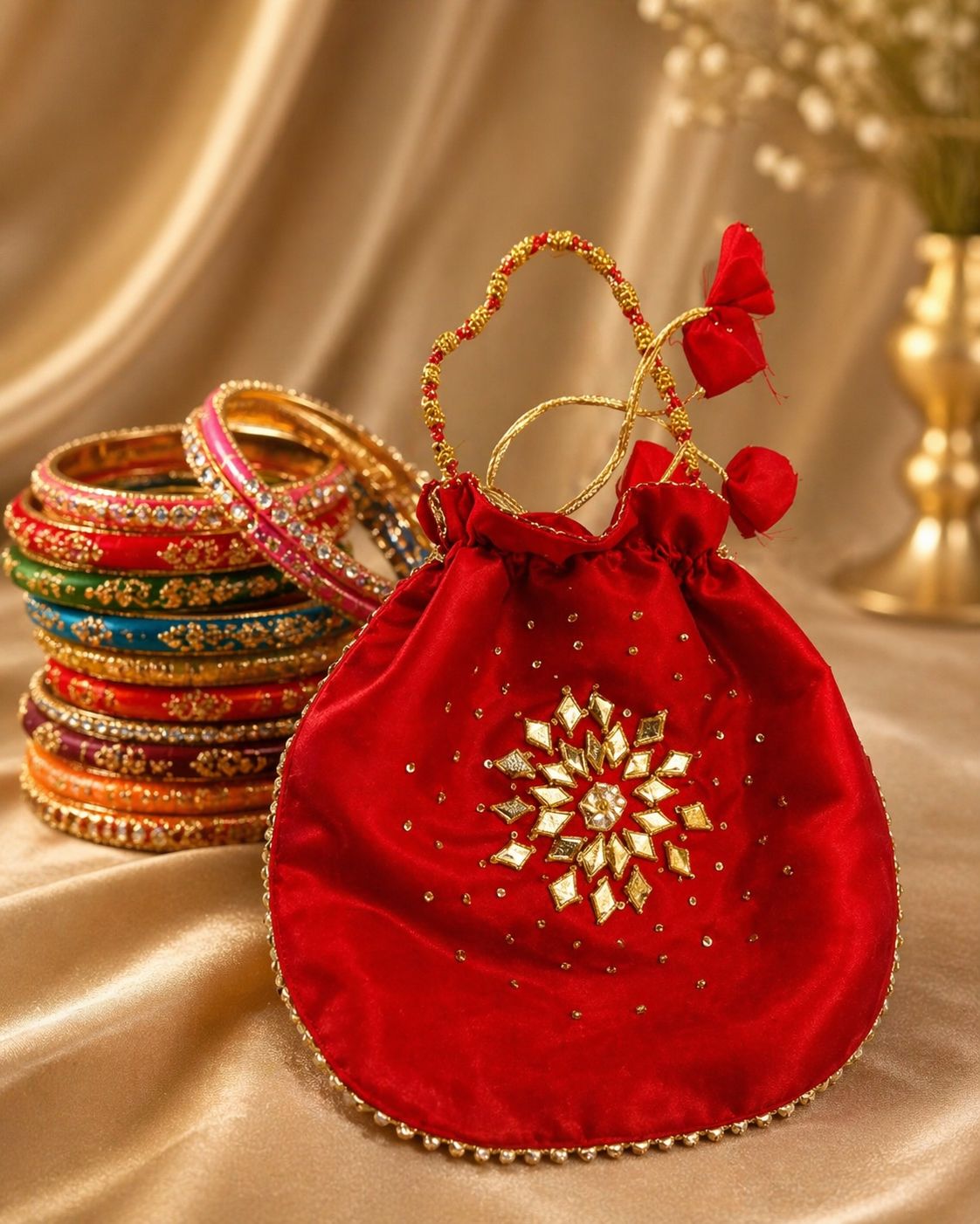 Fancy Embroidered clutch/Potli bag for Wedding,Parties traditional Potli gol bag handmade gotta work
