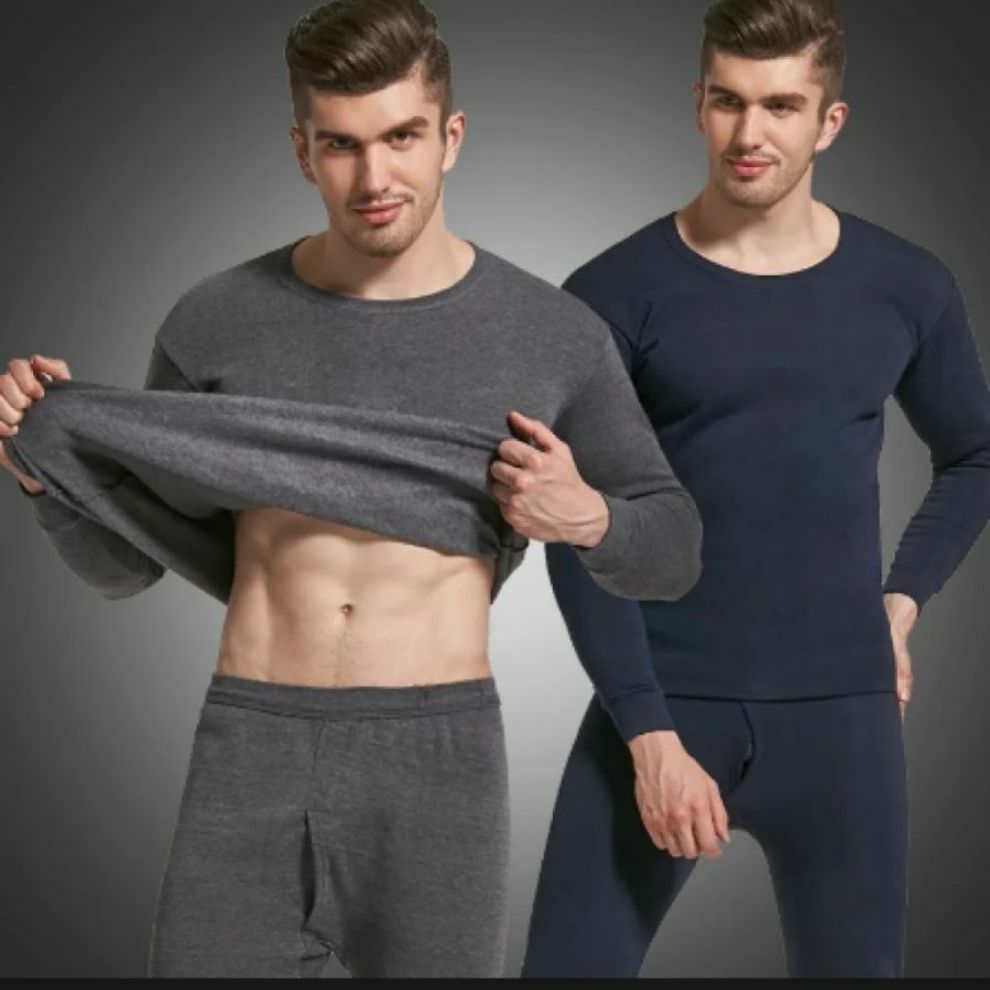 Premium Thermal Underwear Set for Men and Women - Comfortable Spandex Nightwear with Solid Colors