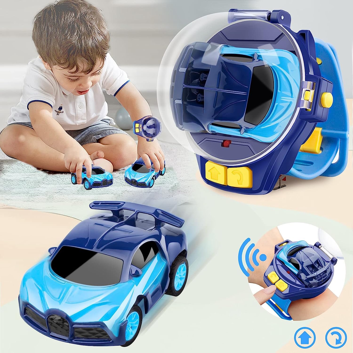 Watch Remote Control Car Toy for Kids with Dustproof Cover, Power Battle Watch Car Toys Racing Car Toy with USB Charging,2022 Mini Watch Remote...