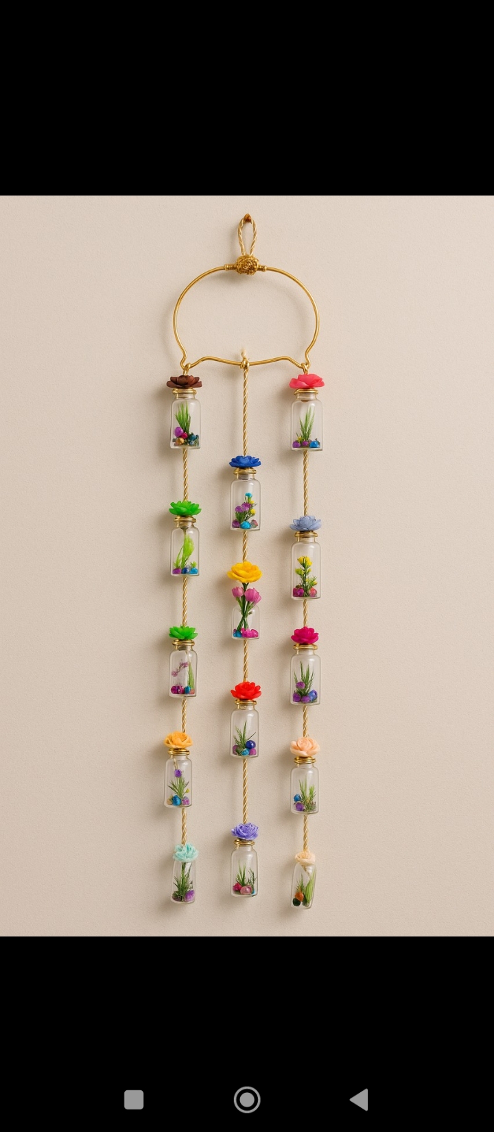 Hanging Crystal Glass Bottles with Jute Rope and Artificial Plants – Home Wall Decor