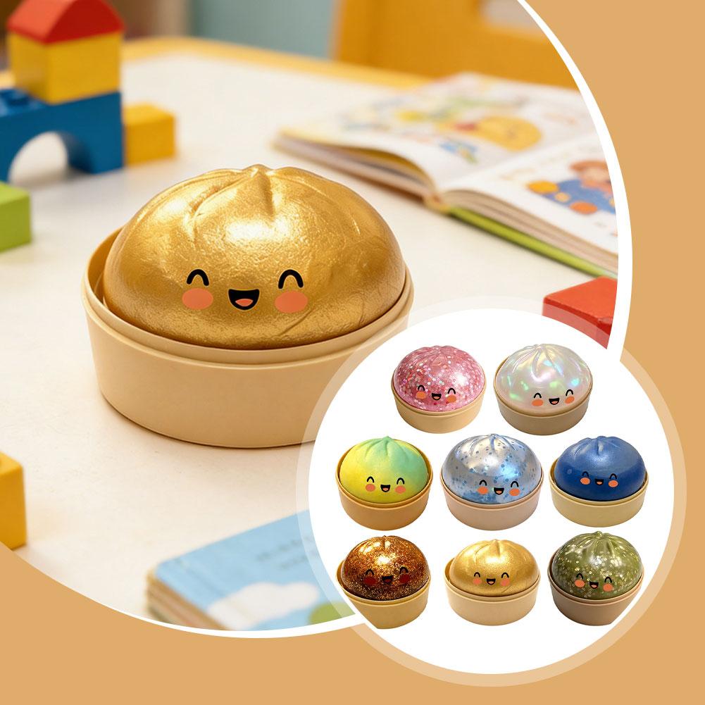 Cute Crystal Steamer Dumpling Bun Slow Rising Squishy Stress Ball Pinch Simulation Steamed Bread Fidget squeeze Toy Relax 