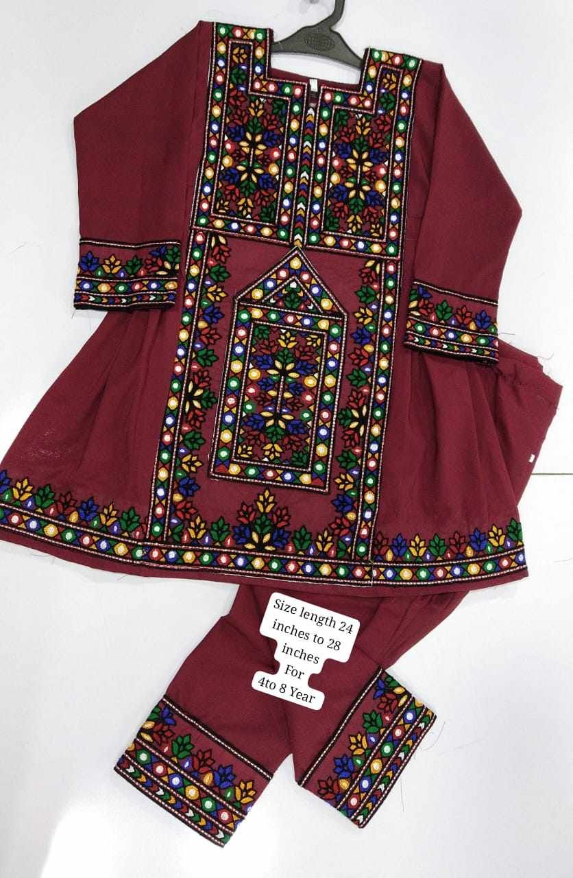 girls Balochi ghagha Frocks kundi work