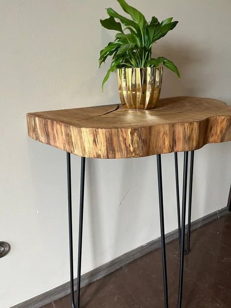 Half Moon Table | Solid Wood Half Moon Console Table | Sheesham Wooden Entryway Table | Rustic Live Edge Half Circle Table | Handmade Furniture for Home Décor | Modern Wooden Table