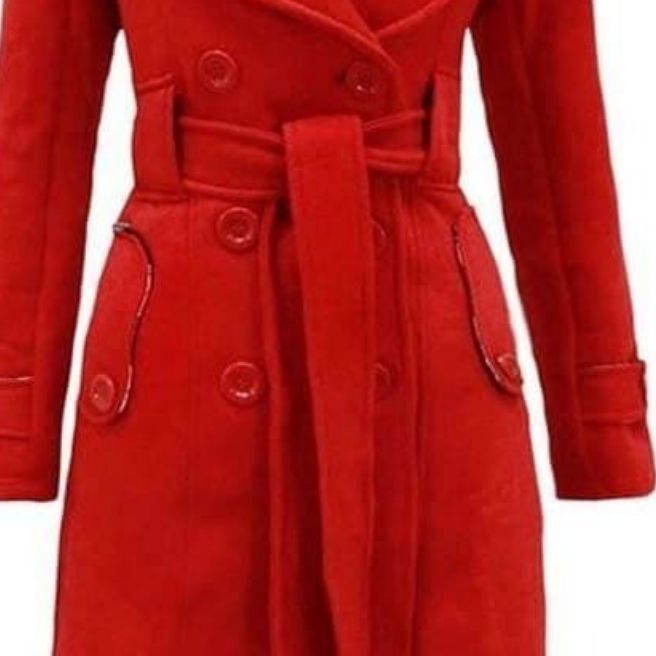 Stylish Checkered Hooded Trench Coat For Girls Stuff Double Fleece Color Red