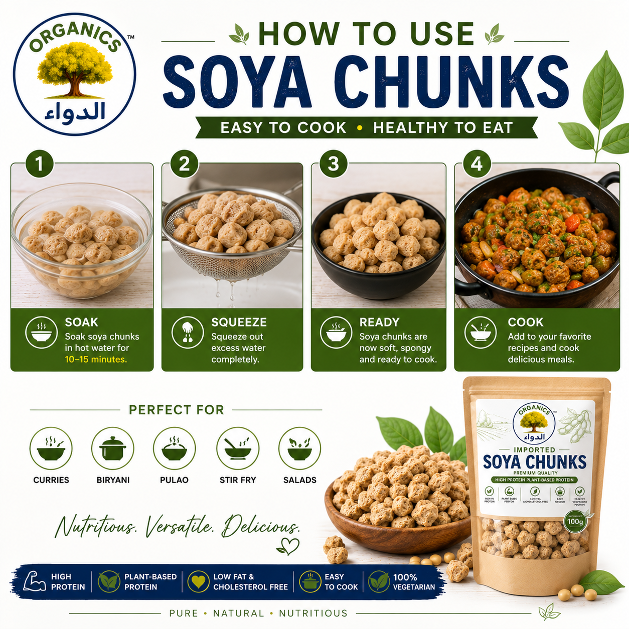 Imported Soya Chunks 125g | High Protein Plant-Based Protein | Premium Soy Chunks | Healthy Vegetarian Protein | Easy to Cook