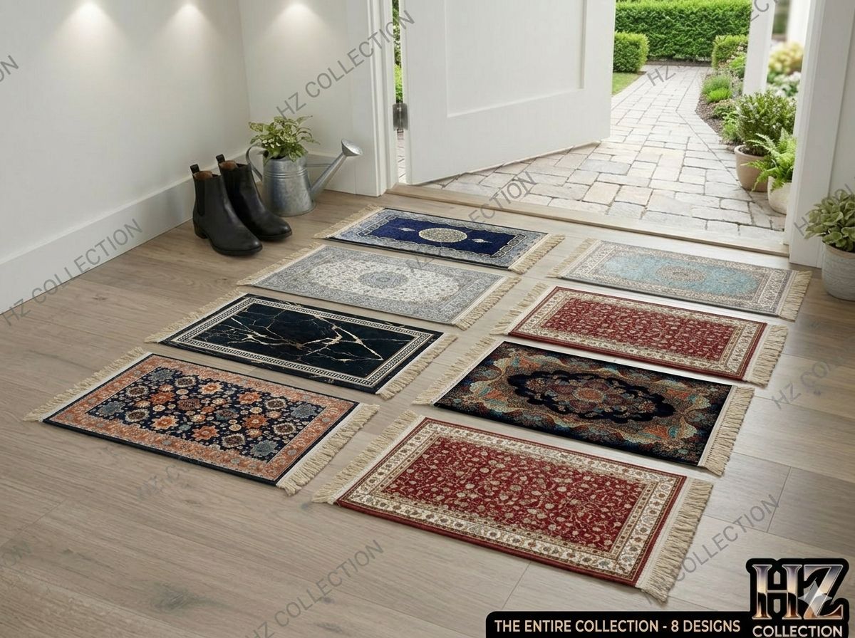 Elegant Floral/Geometric Poly-Cotton Rug - 1 Piece Traditional Design, Hand-Knotted Patterned Prayer Mat