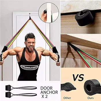 Resistance Bands Set & Push Up Stand Gym Equipment Set for Home Workout Training - Perfect Muscle Builder for Weights, Arms, Leg, Chest, Back, Glutes Exercises for Men & Women - Best Home Gym Equipment for Strength Training
