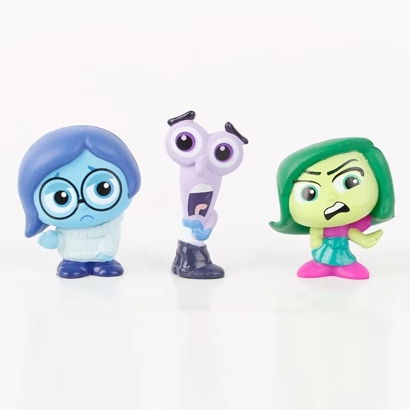 9Pcs/Set Mini Inside Out 2 Action Figure Toy Cartoon Movie Joy Anxiety Anger Sadness Disgust Fear Model Doll Figurines Kids