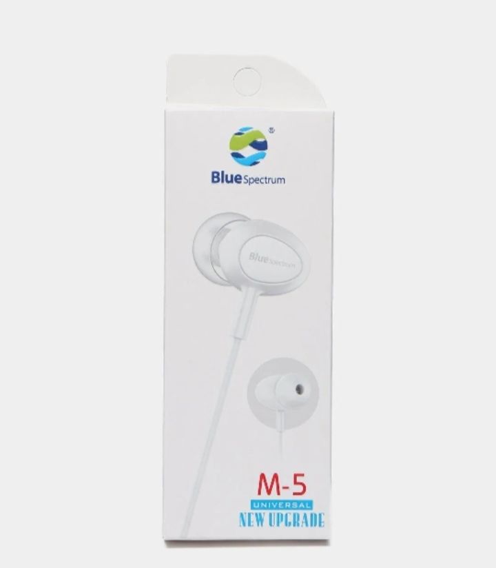 Original Blue Spectrum M5 Handfree Stereo Earphones High Base Hand Free Ear Phone For All Mobile Phone